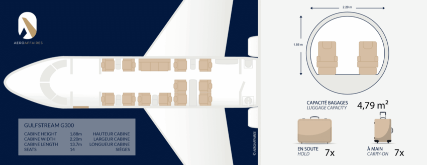 **emplacement de jet privé : Gulfstream G300 stationné piste**